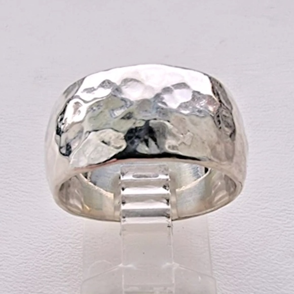 Silpada Vintage Heavy Hammered 
Sterling Silver Wide Band Ring Size 8 - Picture 7 of 8